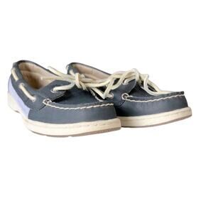 Bass Boat Shoes, Blue Leather Blue/White Fabric | Women’s 7.5 | Vintage Preppy
